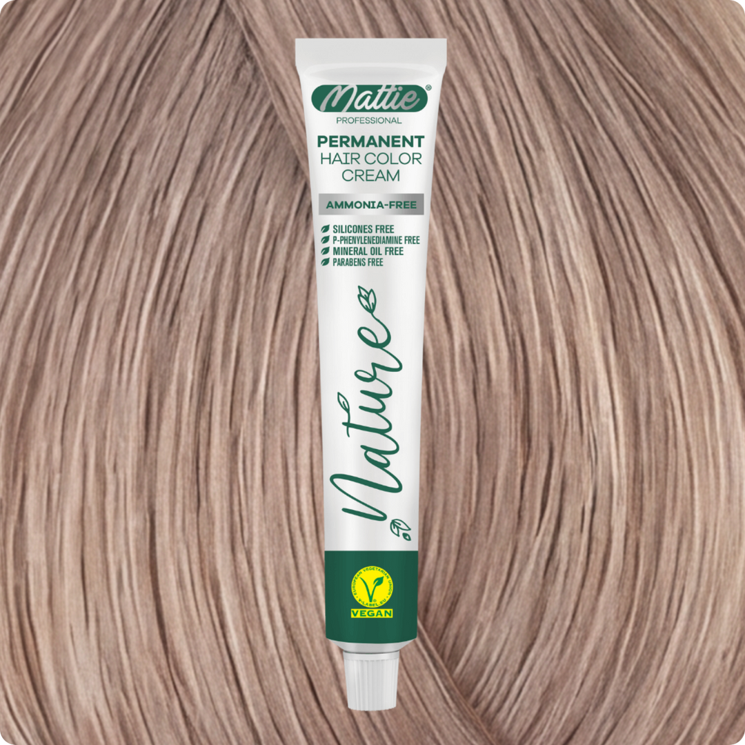 Mattie Professional Nature (10.16) Extra Light Ash Rose Blonde - Vegan Permanent Hair Color Cream 60ml
