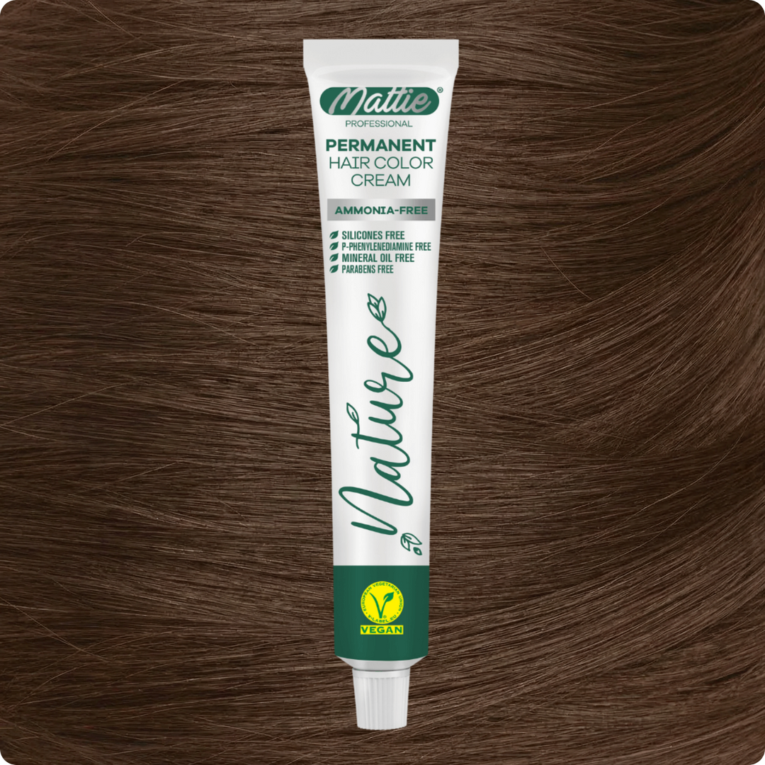 Mattie Professional Nature (7.7) Light Chocolate Brown - Vegan Permanent Hair Color Cream 60ml