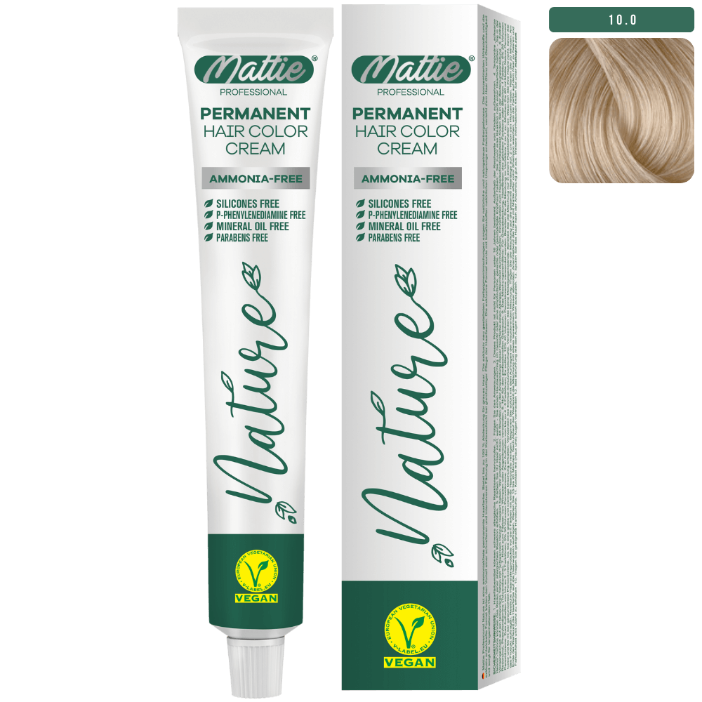Mattie Professional Nature (10.0) Intens Extra Hellblond - Vegan Permanente Haarfarbencreme 60ml