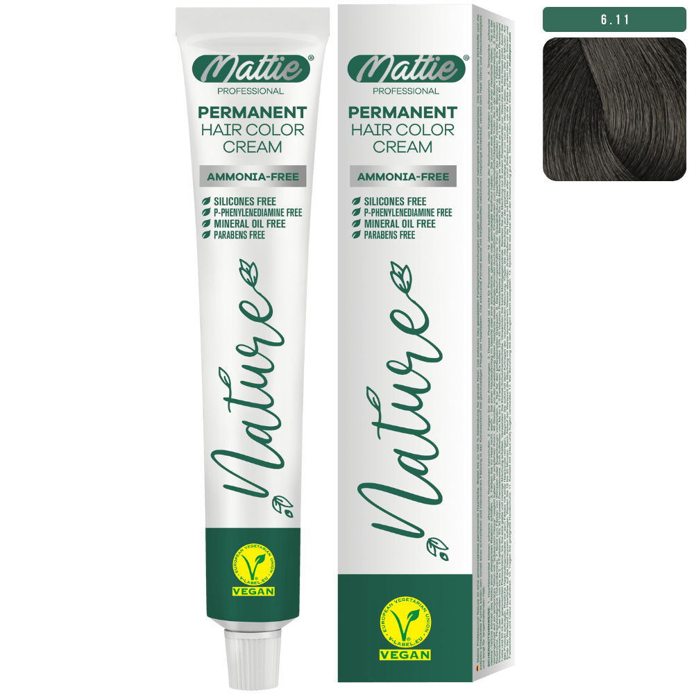 Mattie Professional Nature (6.11) Extra Dunkel Aschblond - Vegan Permanente Haarfarbencreme 60ml